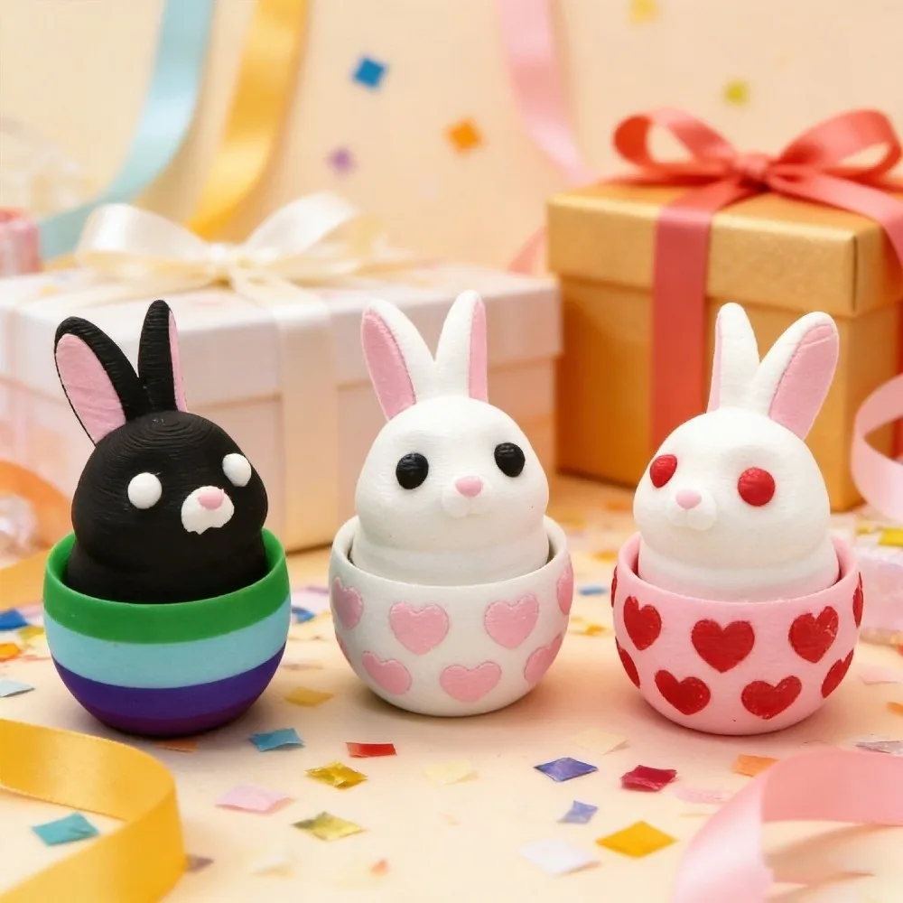Plastic 3D Print Easter Egg Surprise Egg Pressed Easter Egg Model DIY Crafts Multi-color Egg Rabbit Ornaments