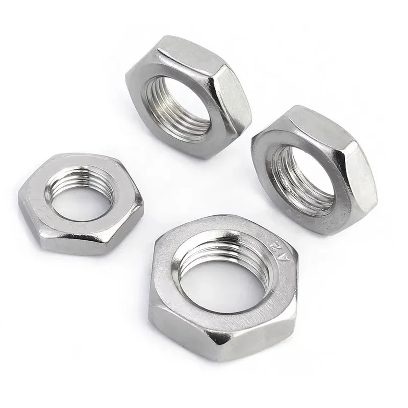 

304 Stainless Steel Fine Thread Left Hand Hexagon Thin Nuts M8 M10 M12 M14 M16 M18 M20 M22 M24