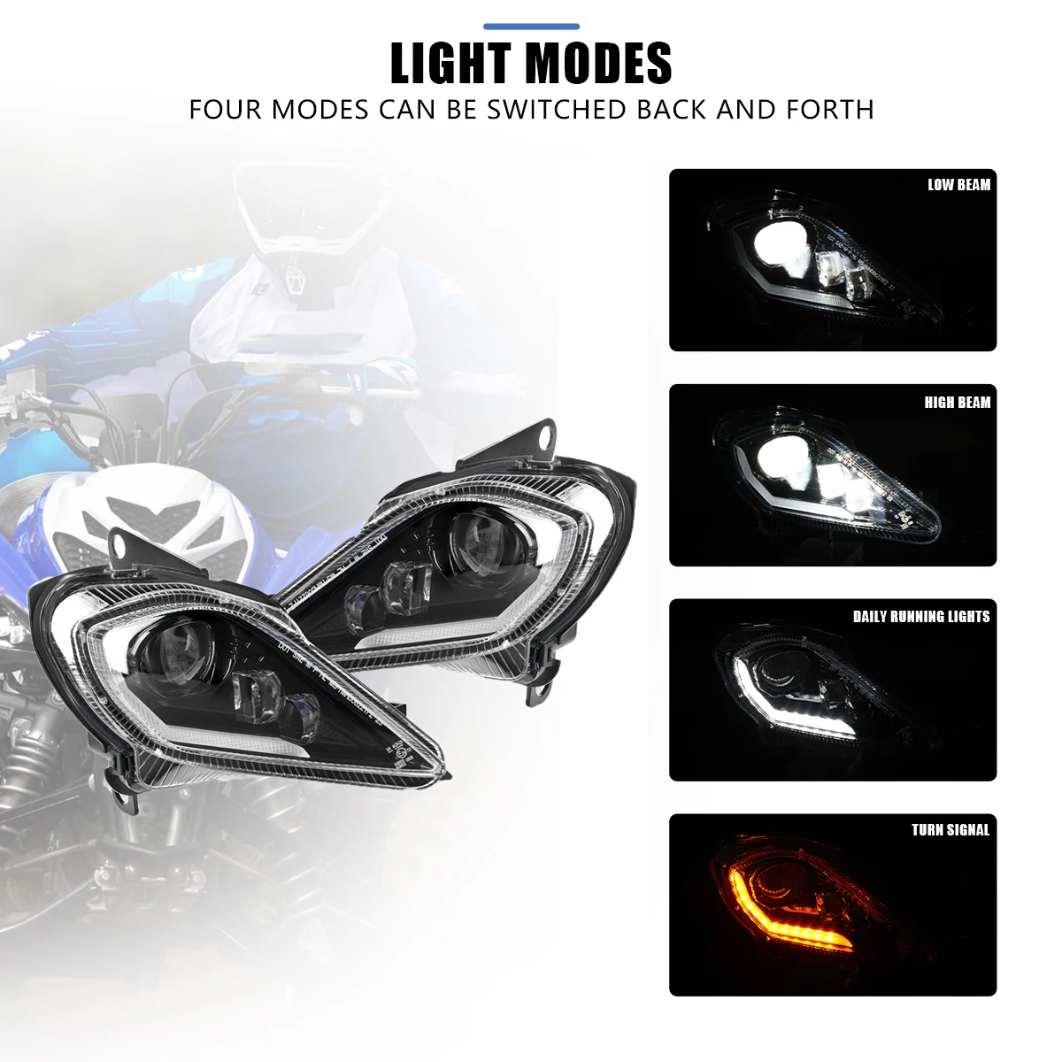 

1Pair DRL Turn Signal Light Headlight For Yamaha Raptor 700 700R YFZ450 YFZ450R YFZ450X Wolverine 450 350 Raptor 250 350 06-24