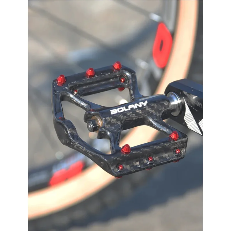 

Bolany Carbon Fiber Mountain Bike Pedals, Ultralight Non-Slip Road/MTB Pedals, 3 Bearings, Double-Sided Screw Grip
