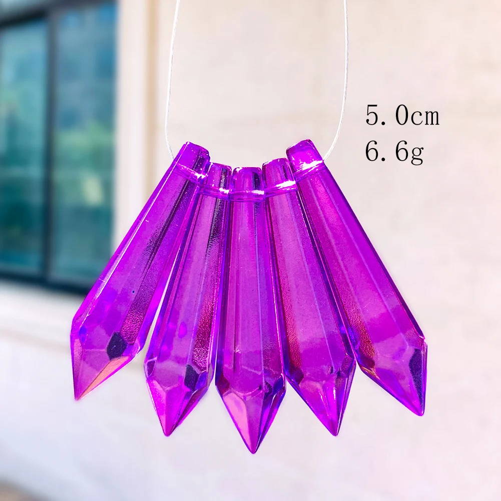 5Pc Enkele Wees Zeshoekige Prisma Zuilvormige Aurora Kristal Fonkelende Streamer Suncatcher Plafond Kroonluchter Deel Xmas Tree Decor