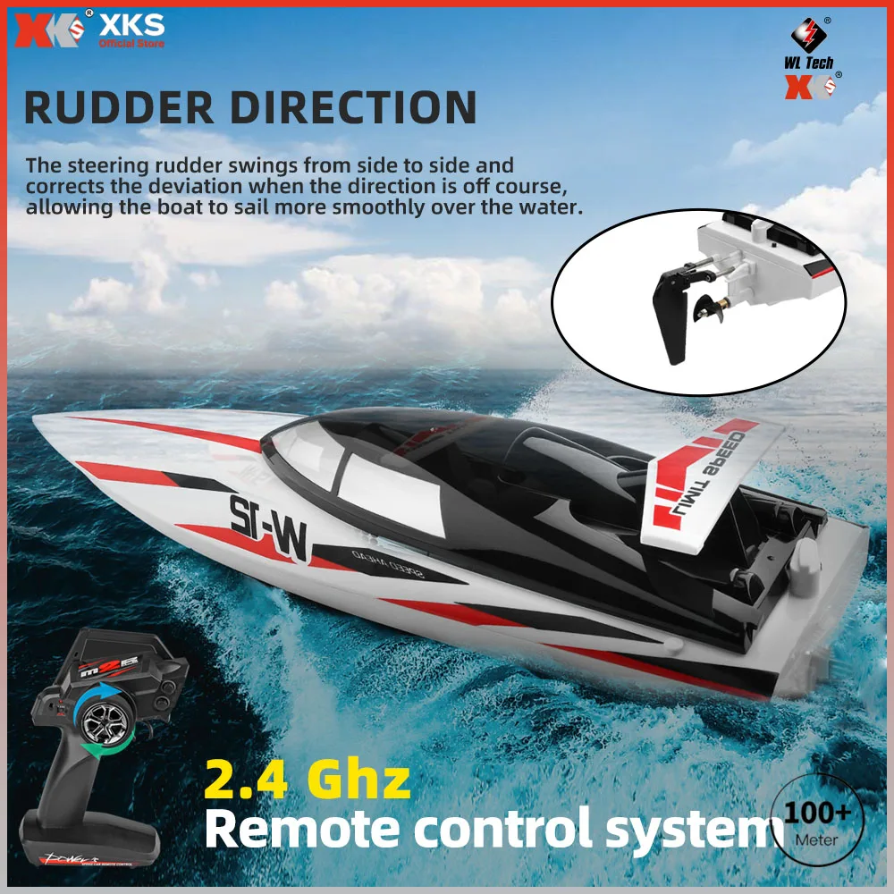 XKS Wltoys WL912 RC قارب 2.4 جيجا هرتز عالي السرعة 35 كم/ساعة مقاوم للماء لحمام السباحة والبحيرة ألعاب مائية للأطفال البالغين، عيد ميلاد مثالي/