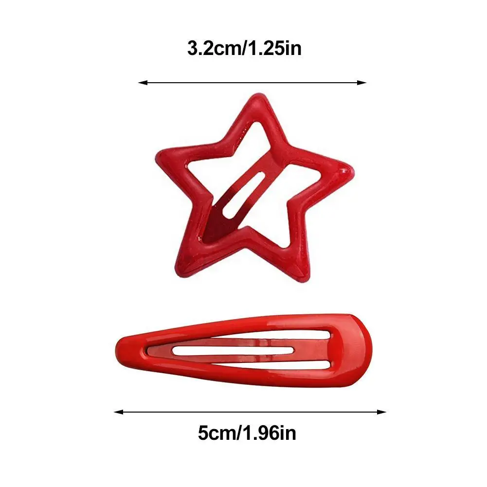 5pcs/Set New Year Red Star Hairpin Aluminum Alloy Sweet And Cool Spice Star Hair Clips For Women's Five-pointed Star Bb Hairpin