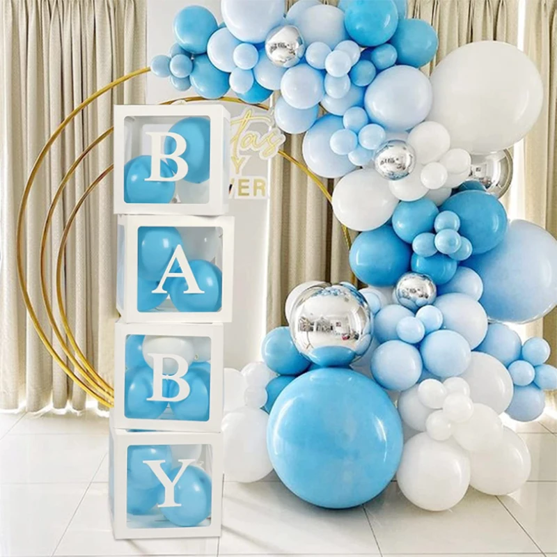 Birthday Balloon Boxes For Party Decorations 1st Happy Birthday Balloon Blocks Decor with ONE Letter Boy Girl Baby Shower Decor