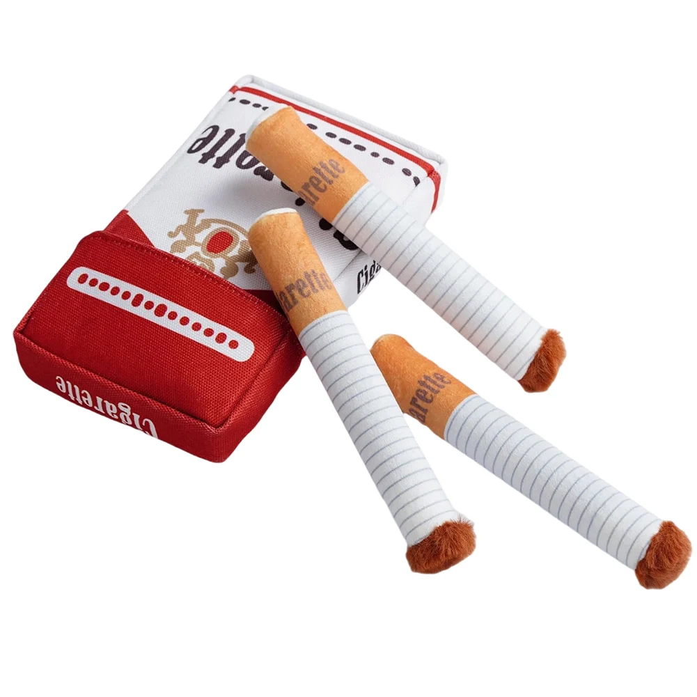 3 Packs Squeaky Interactive Giggles Dog Toys Cigarette Puff Stick Toy with A Box Safe Gifts for Puppies Small Dogs Medium Dogs