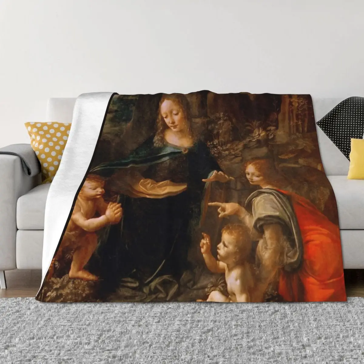 

Leonardo da Vinci The Virgin of the Rocks (Louvre) Throw Blanket christmas decoration halloween Hairys Summer Blankets