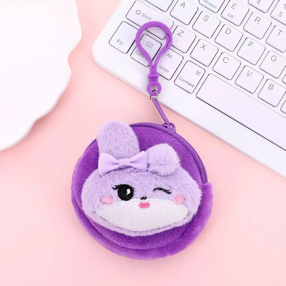 New Kawaii Plush Coin Purse Keychain Cute Bunny Bear Duck Mini Zipper Storage Pouch Anime Wallet Backpack Pendant Kpop Girls Gif view 5