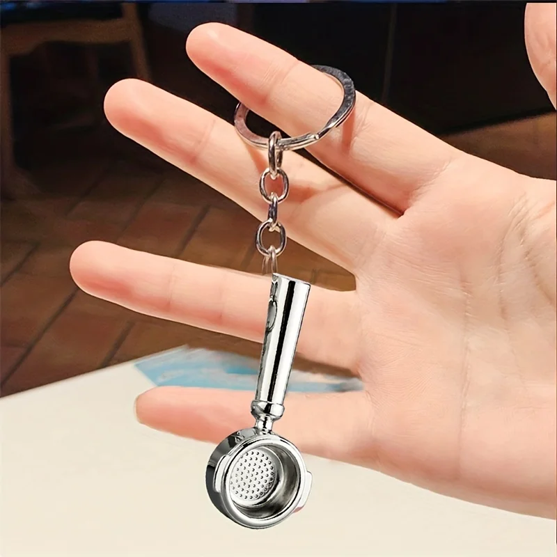 قطعة واحدة من سلسلة المفاتيح المصنوعة من سبيكة القهوة الأنيقة - حقيبة مثالية أو محفظة أو تزيين مفتاح السيارة لمحبي القهوة