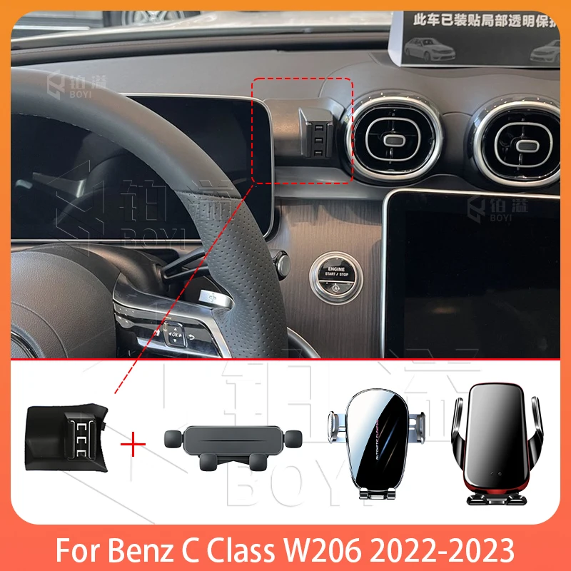 Telefon Halter Auto Für Benz C Klasse W206 2022-2023 Mobile Unterstützung Spezielle Feste Halterung Basis Drahtlose Ladestation innen