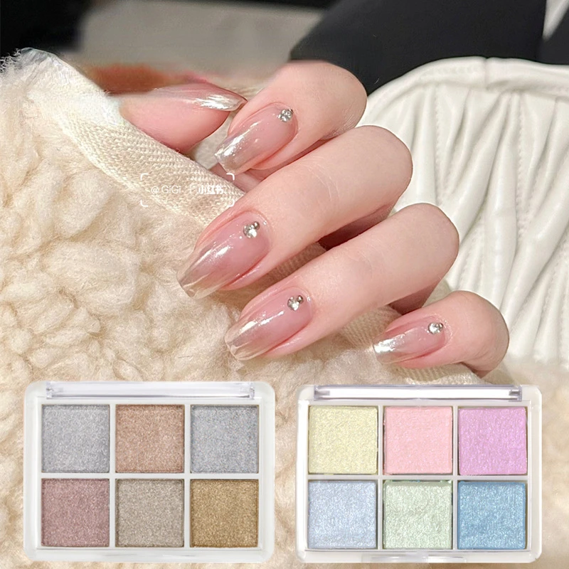 1PS 6colors Solid Magic Mirror Powder Nail Glitter Mirror Illusion Aurora Powder Super Bright Glass Fine Flash Glitter for Nails image 5