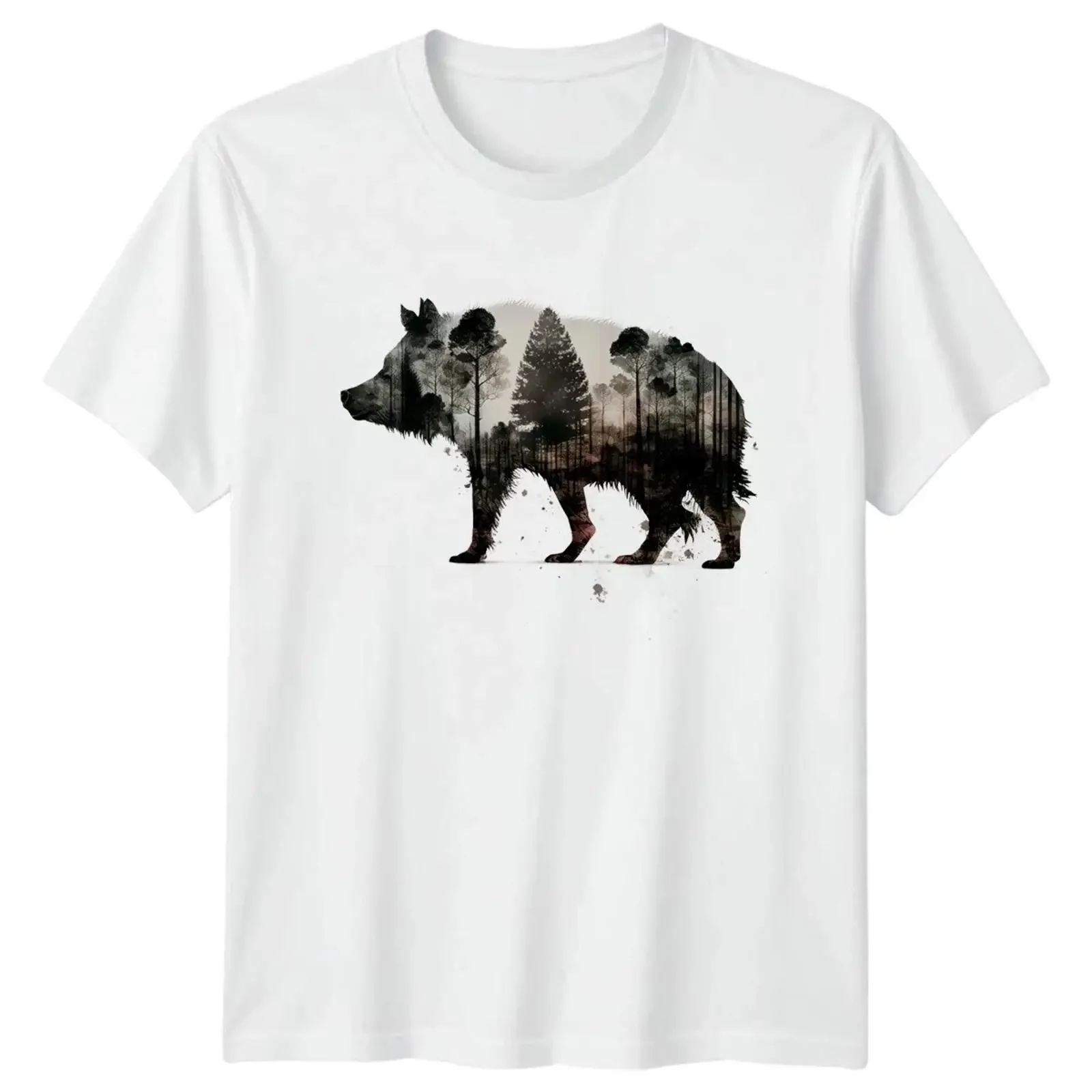 Bear Forest Silhouette T Shirt Wildlife For Him And Her Image 1 of 4 vintage Washed Soft graphic Comfortable Breathable