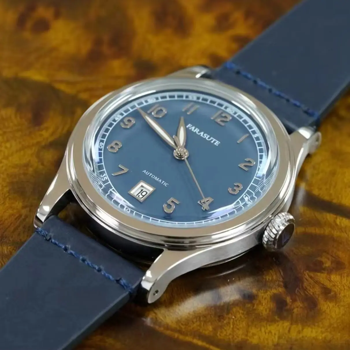 

Мужские автоматические часы FARASUTE Pilot 38 мм, механические наручные часы с изогнутым сапфировым стеклом, Miyota 821A