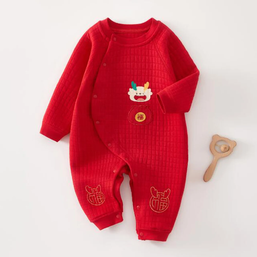 Christmas Baby Rompers Long Sleeve Quilted Warm Autumn Winter Unisex Newborn Clothes For Boys Girls New Year Infant Jumpsuits