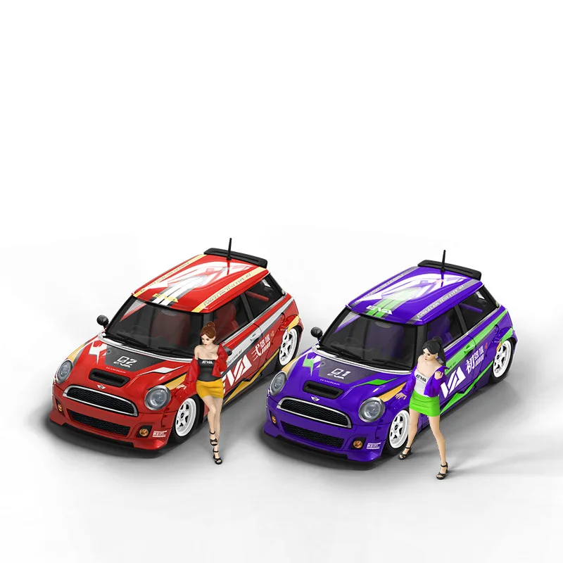In Stock -Tm1:64 Mini Cooper Eva No.01 & No.02 Simulation Alloy Car Model Birthday Gift