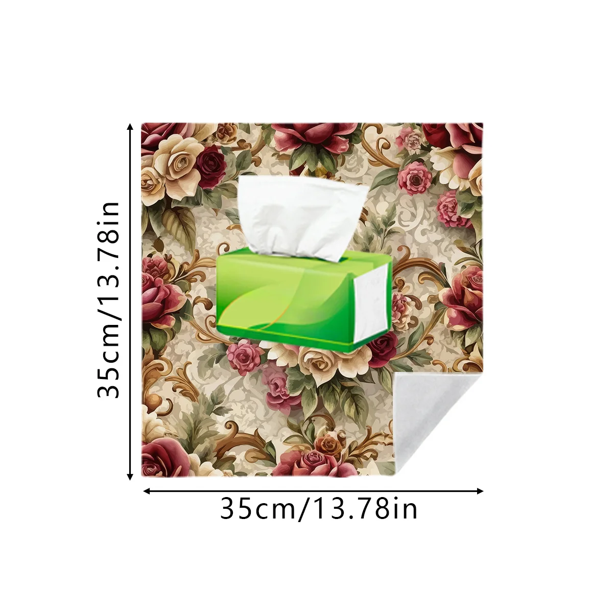 1pc Self-Adhesive Magic Wrap Cloth European Palace Style Vintage Rose Pattern Print Magic Cloth Makeup Bag Storage Pouch Camera