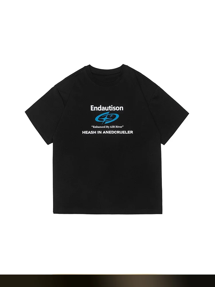 

NTED American Retro Heavyweight round Ne Letter Print ort Sve Men's Summer Loose oulder Casual T-irt Cotton Polyes...