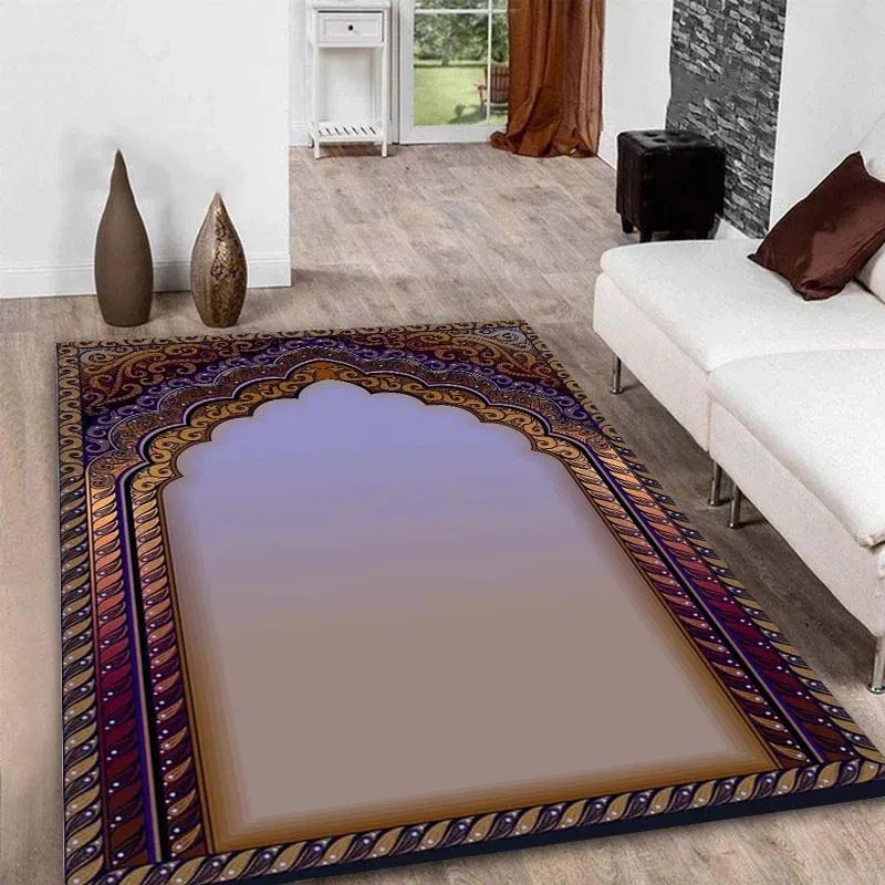 Islam Festival Prayer Carpet Muslim Kneeling Poly Mat Ramadan Kareem for Muslim Islam Area Rug Prayer Floor Mats Non Slip Carpet