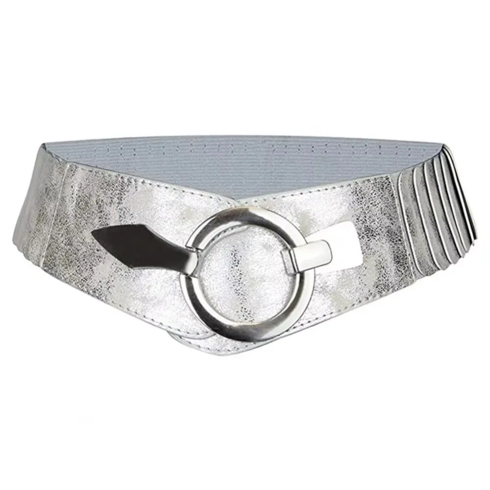 

Fashion V-shaped Women Waist Belt Elastic Slimming Wide Belts Alloy Buckle Versatile Waistband Dress Belt
