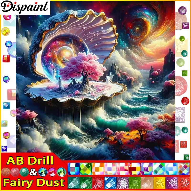 

Dispaint Fairy Dust AB Алмазная картина "Ракушка Дерево" Полная квадратная/круглая дрель Настенный декор Инкрустация Смола Вышивка Ремесло