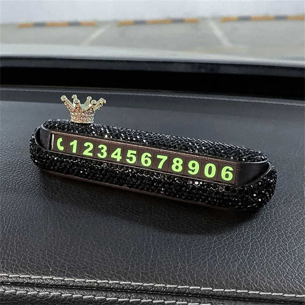 

Diamond Car Temporary Parking Sign Luminescent Phone Number Hidden Auto Parking Stickers Telephone Number Rhinestone