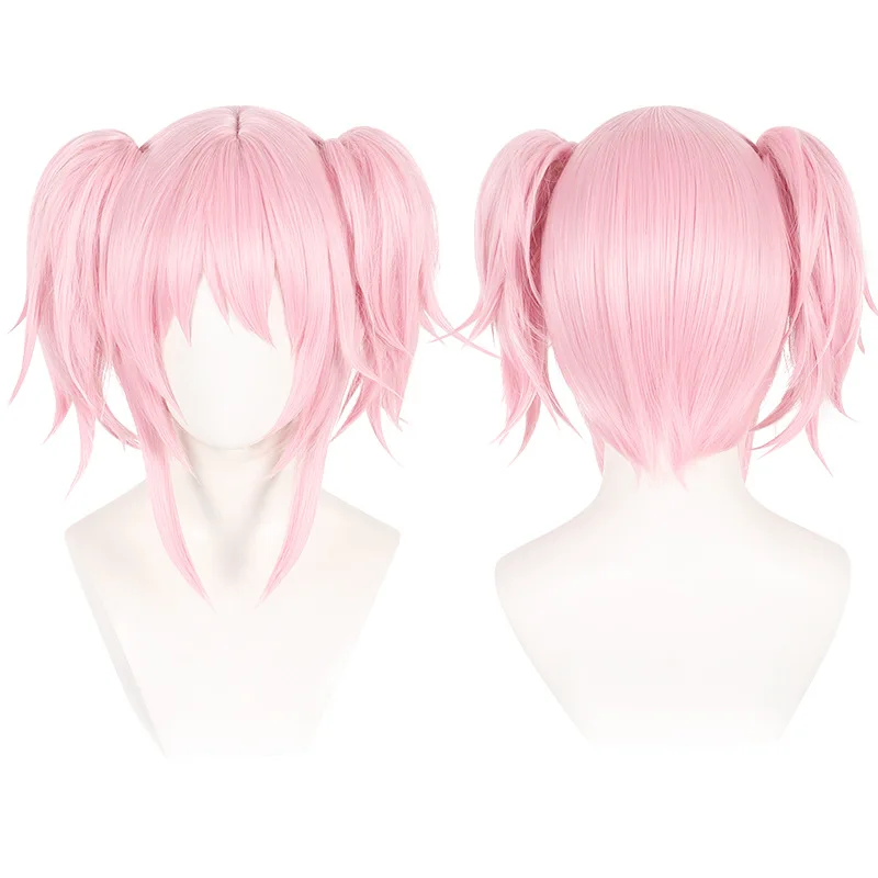 New Magical Girl Homura Akemi Cosplay Wig Pink And Smoke Color With Tiger Clip