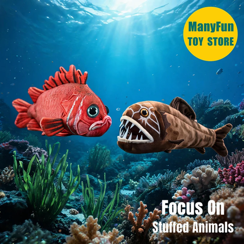 Alfonsino Plush Toy Red Snapper Plushie Lifelike Roughy Plush Toy Ogrefish Stuffed Animal Fangtooth Fish Doll