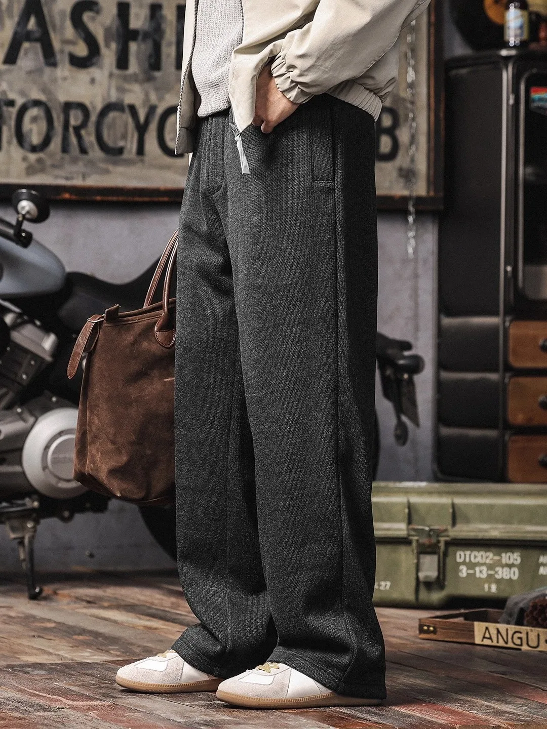 

Мужские повседневные брюки больших размеров в американском ретро-стиле, прямые, утепленные, свободные, широкие, длинные, для осени и зимы