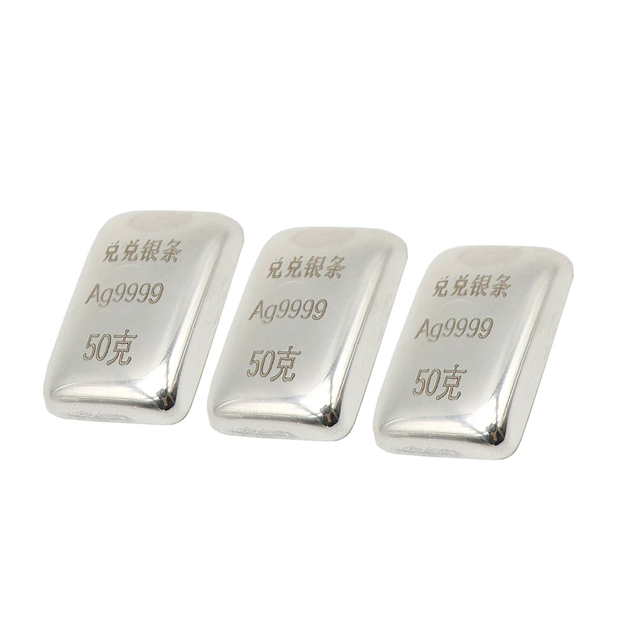 1PCS 50G High Purity Silver Ingot AG9999 Pure Silver Bars Sterling Silver Bullion DIY Jewelry Bracelets Processing Raw Materials