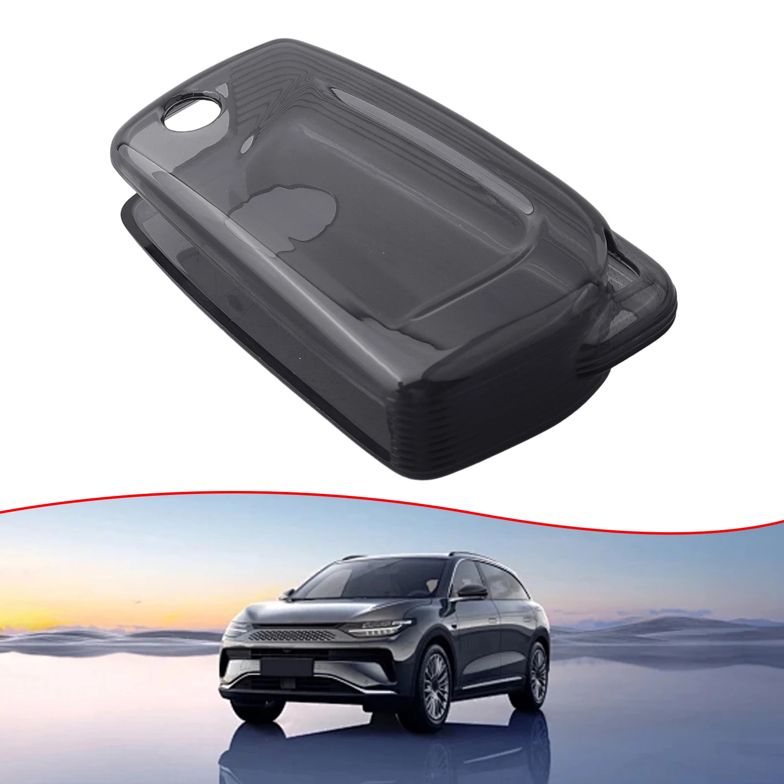 Sleek Flip Car Key Cover Specifically Designed for Various For Toyota Models from 2018 to 2023 in Transparent Black