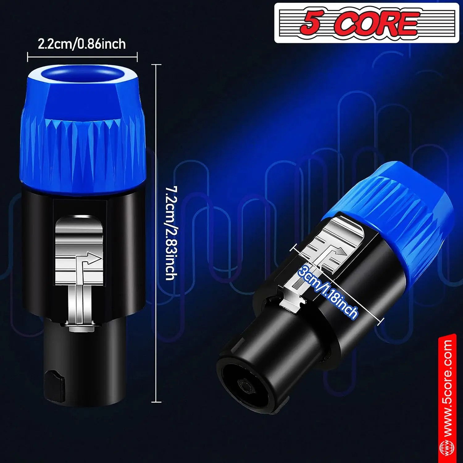 Adaptador Speakon 2 Pack Conector de adaptador de alto-falante de pino de áudio macho de alta qualidade BGO