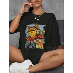 Cat Vampire Women Men's T Shirts Cat The Return Of Vampurr Funny Tees Short Sleeve Round Collar Cotton T-Shirt Streetwear Tops