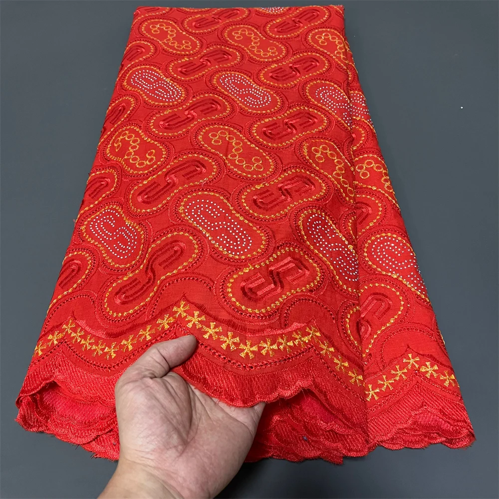 

New High-Quality African Nigerian Tulle Lace Fabric for Sewing Wedding Party Gown Dress Embroidered Cotton Damask 5Yards 2025