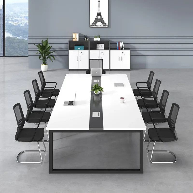 Office furniture small conference table and chair combination simple modern steel frame conference table rectangle