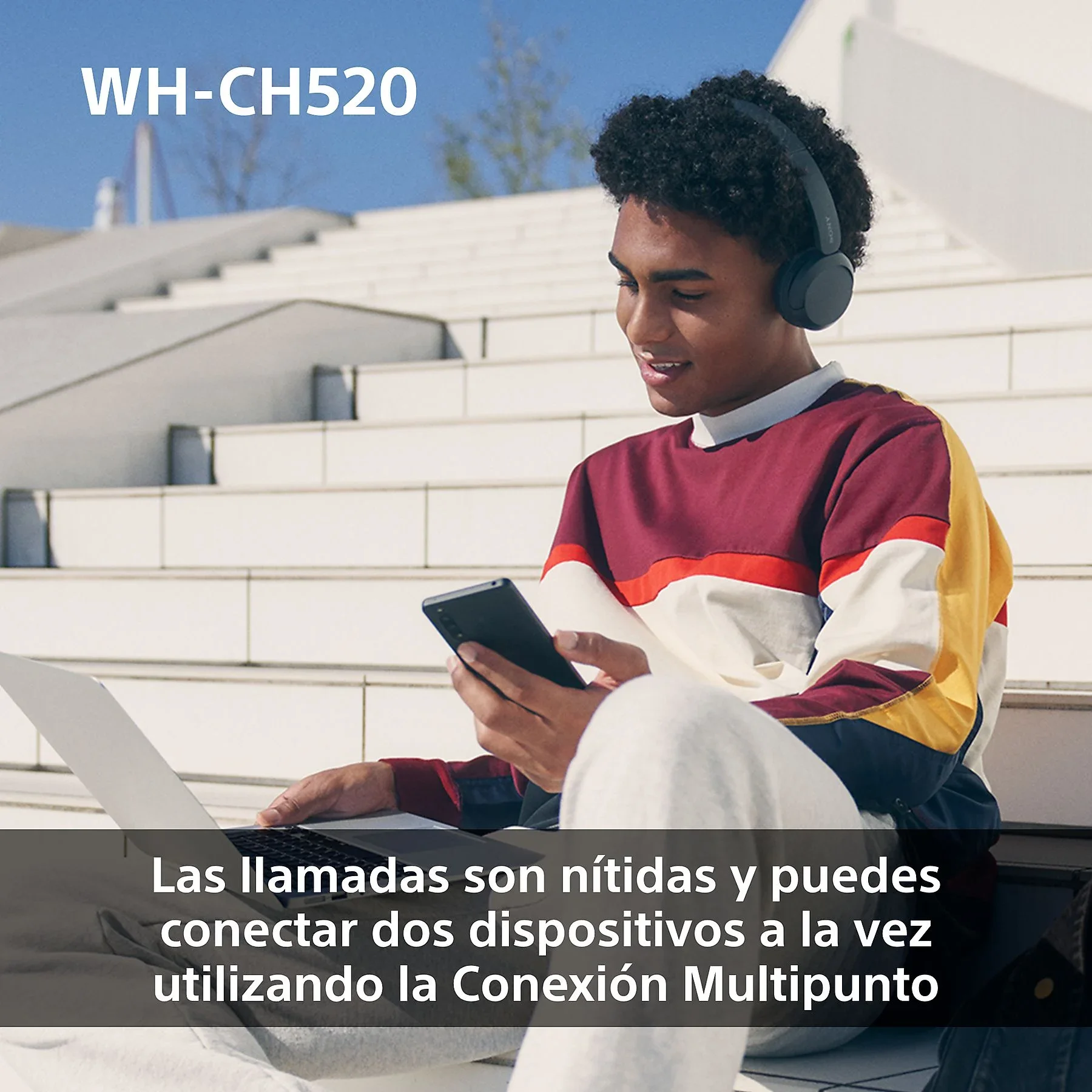​Sony WH-CH520 Auriculares On-Ear Inalámbricos Bluetooth 5.2 con Micrófono Integrado, Batería de hasta 50 Horas, Carga Rápida, DSEE, Multipoint y Compatibilidad con Asistentes de Voz​ 7