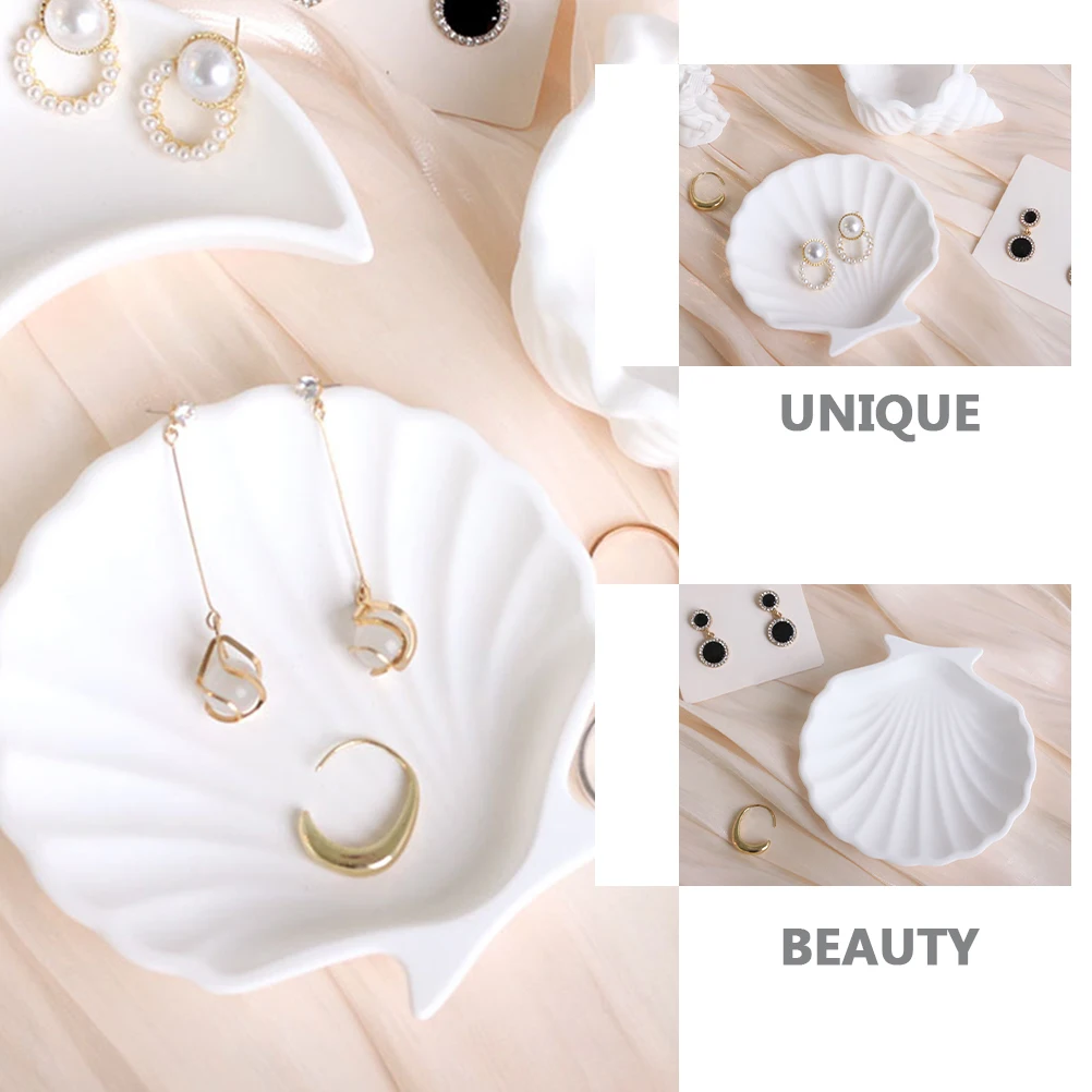 

Shell Shape Ring Dish Trinket Tray Jewelry Holder Bowl Decorative Key Tray For Entryway Nightstand Vanity Aesthetic Display