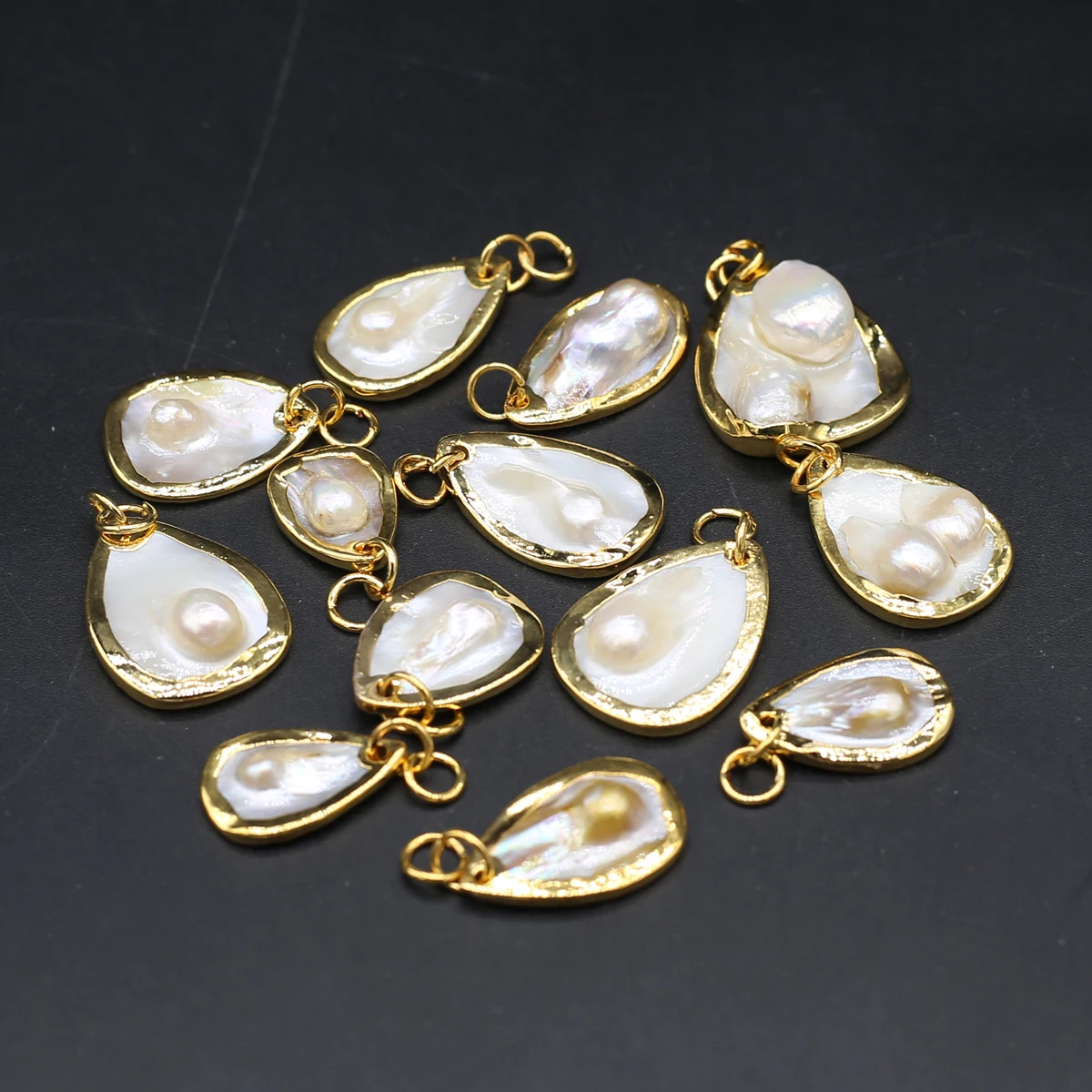 1PCS Natural Shell Pearl Metal Wrapped Pendant Earrings of Various Shapes DIY Making Women Charm Jewelry Materials Accessories view 2
