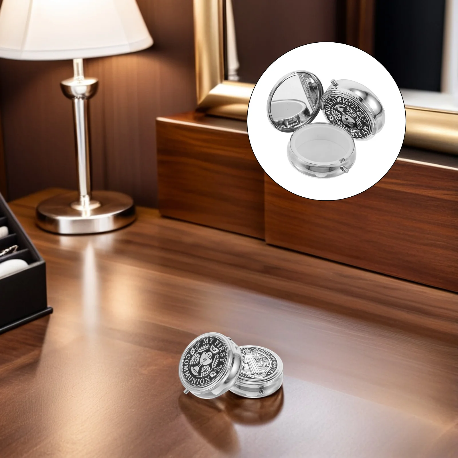 

2Pcs Saint Communion Decoration Box Vintage Jewelry Box for Rosary Necklace Bracelet Earring Storage Catholic Religious Keepsake