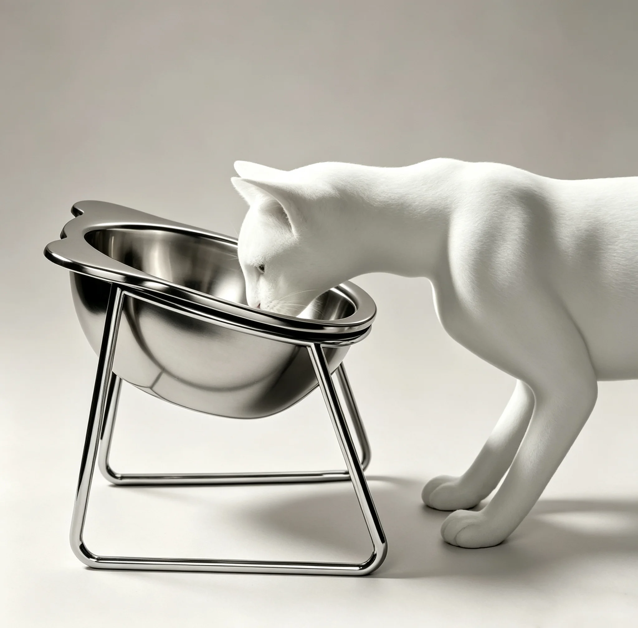 Aço inoxidável 304 de grau alimentício 15 ° Tigela Elevada com Design Inclinado para Proteção do Pescoço, Resistente ao Calor, com Pé Alto, para Ração e Água de Cães e Gatos