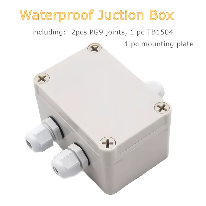 

One Piece AG Series 95*65*55mm Electrical Adapter Juction Box IP67 ABS Plastic With 2 Pcs PG9 Joints TB1504 Terminal Block