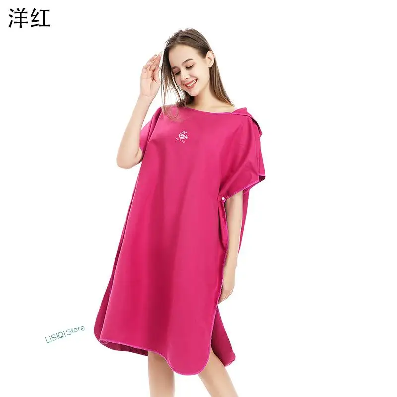 2022 New Microfiber Poncho Towel Surf Beach Wetsuit Changing Bath Robe with Hood,Watersports Activities,Adults Men Women Kids