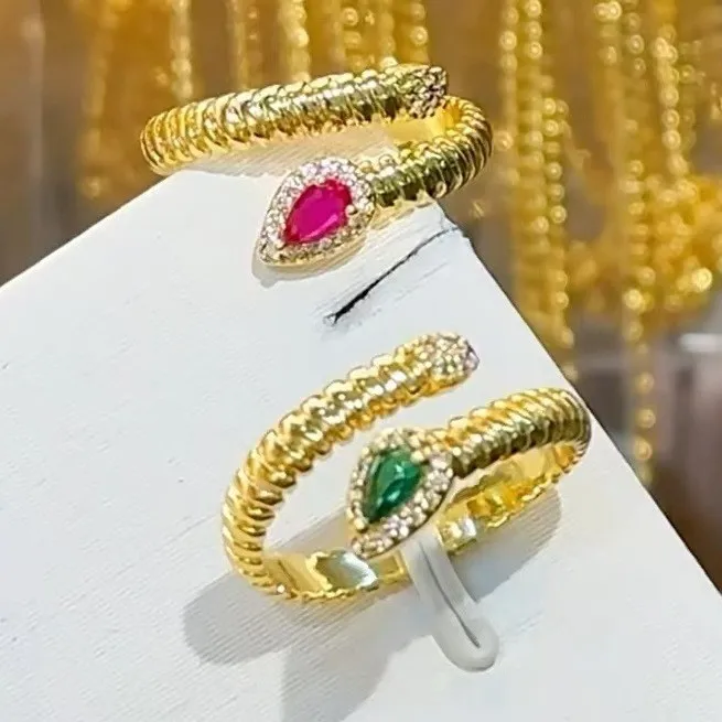 Premium 9999 Gold Light Luxury Bracelet Ring Set Women\'s Fashion Noble Zodiac Year Snake Bracelet Open Band Ring