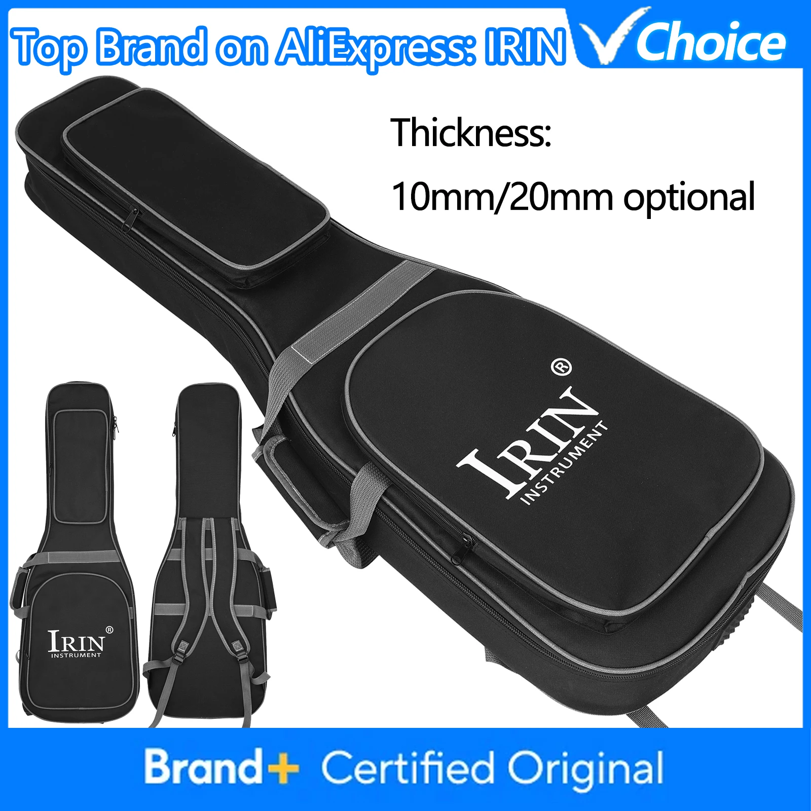 IRIN エレキギターバッグ ギグケース 10 ミリメートル/20 ミリメートル厚みのある防水オックスフォード布バッグギター楽器収納バックパック