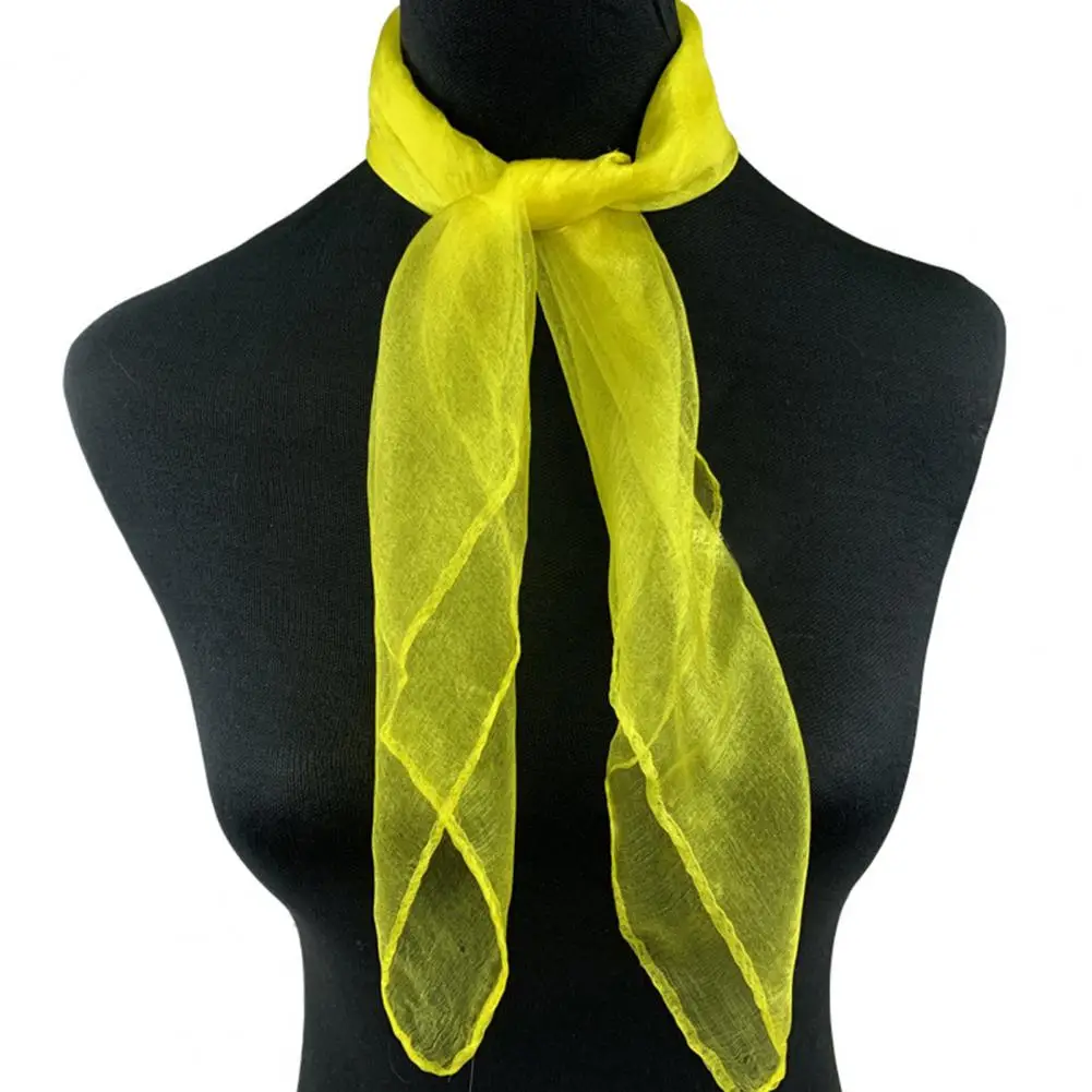 2 Pcs Women Kerchief Smooth Satin Mesh Thin Decorative Neckwear Soft Aquaman Dance Square Dance Stewardess Neck Kerchief 거즈 네크라인