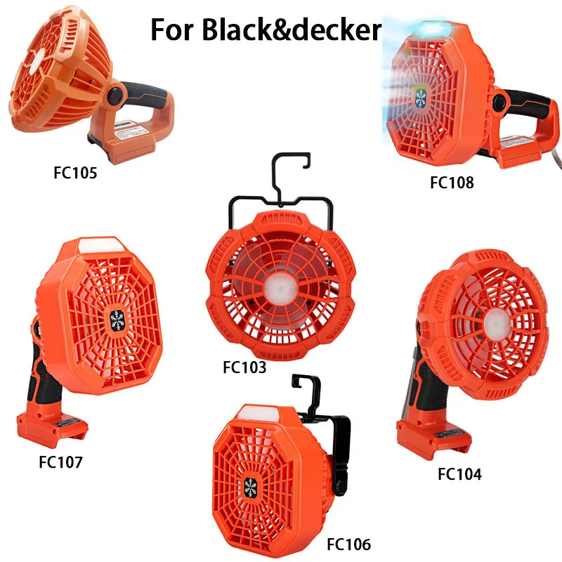 

Multifunctional Lighting Fan For Blackdecker With 14.4-18V Lithium Battery With 3W Lamp FC103 FC104 FC105 FC106 FC107 FC108 Home