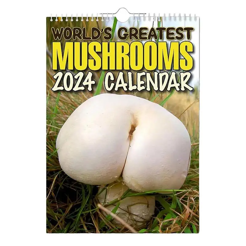 

12 Month Wall Calendar World's Greatest Mushroom Wall Calendars 2024 Funny Butts Shape Planner Calendar with Large Blocks for