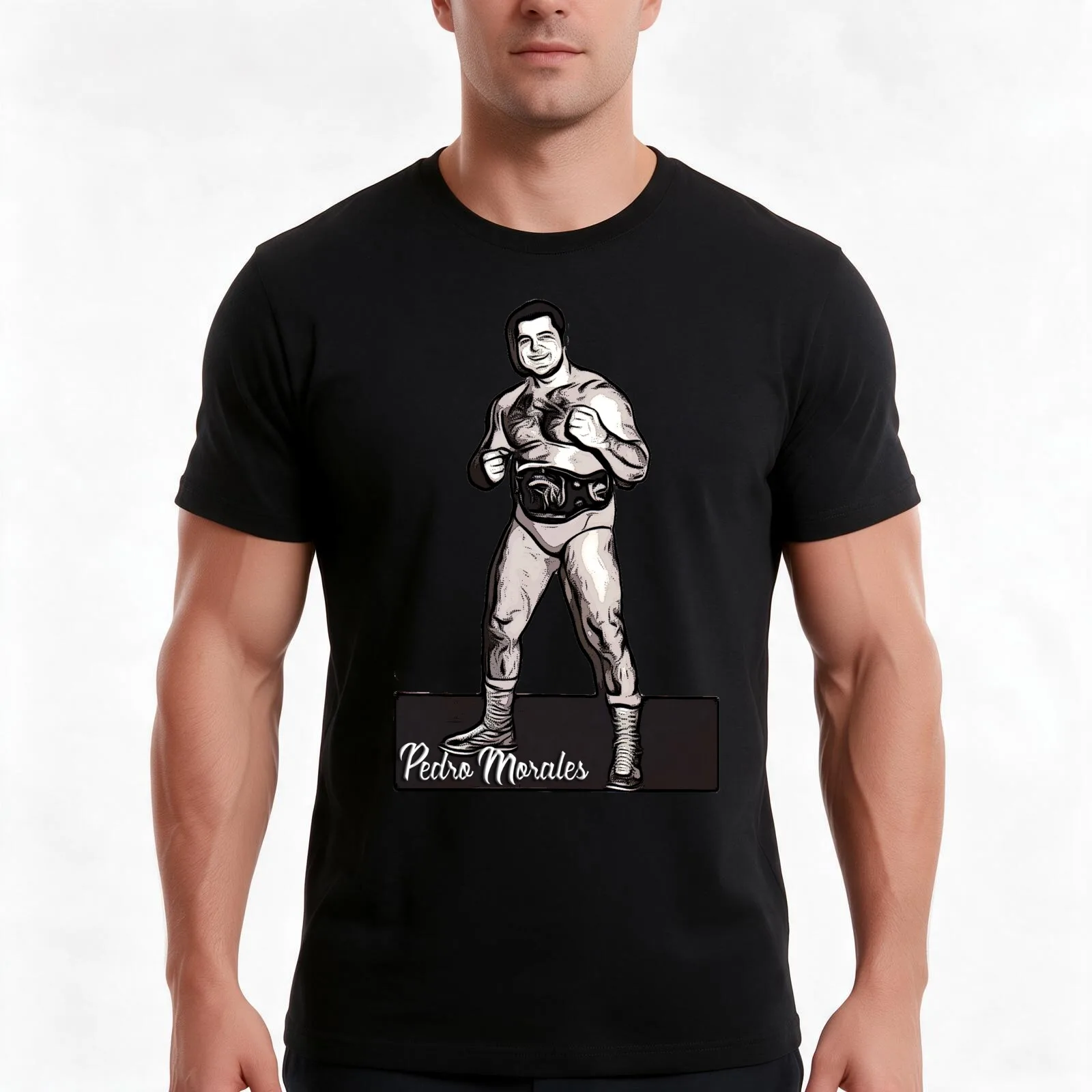Pedro Morales T-Shirt, Summer Casual Cotton Tee, Oversized Streetwear Tops, Vintage Graphic Print, Loose Fit Short Sleeve
