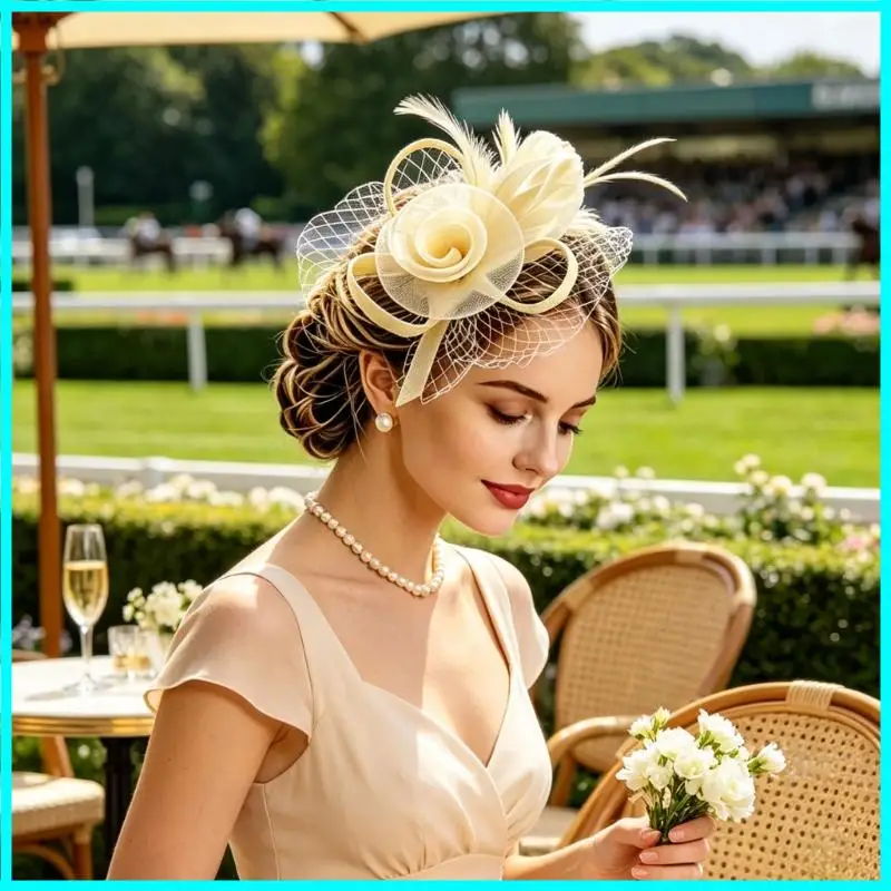 1 Fascinators Hats For Women Tea Party Fascinator Hats Vintage flower Headwear Wedding Church Hat Mini Hats Tiny