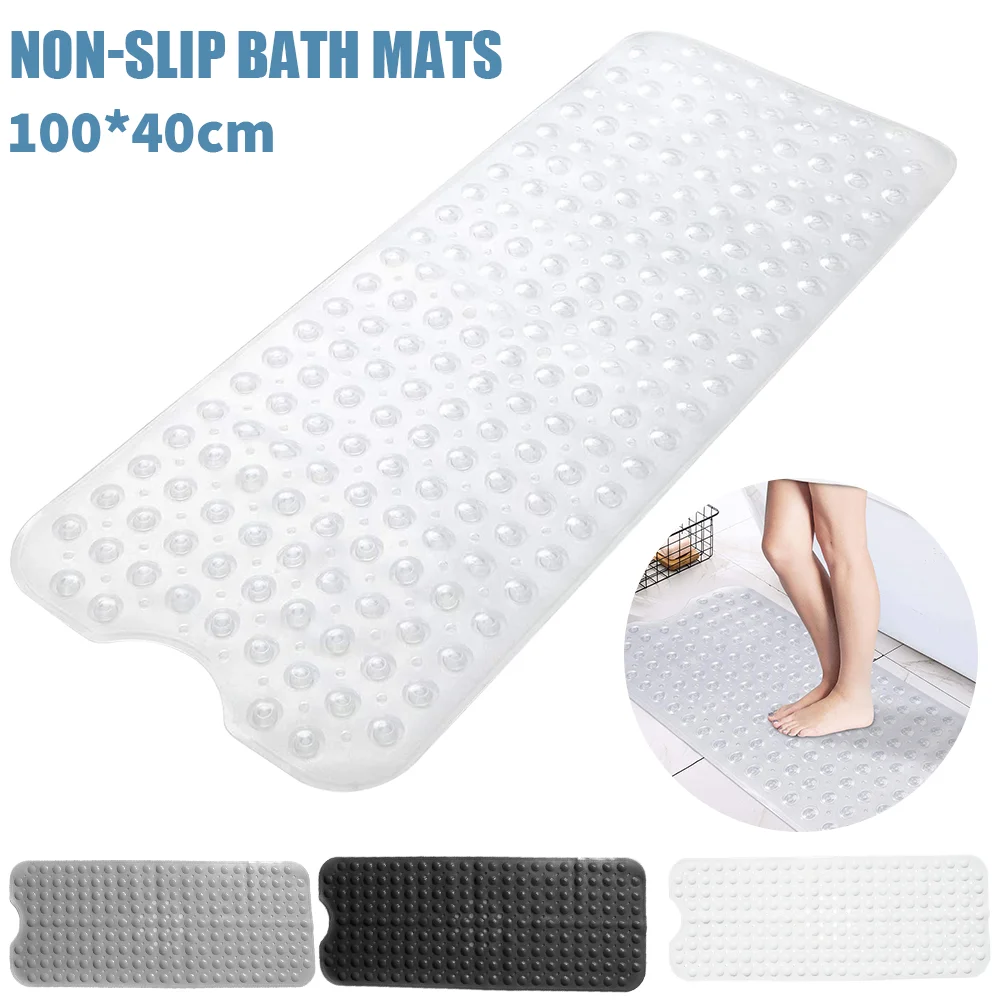 40*100cm PVC Anti-skid Bath Mat Shower Mat Non-slip Mat Bathtub Bath Mat with Suction Cup Bathroom Accessories