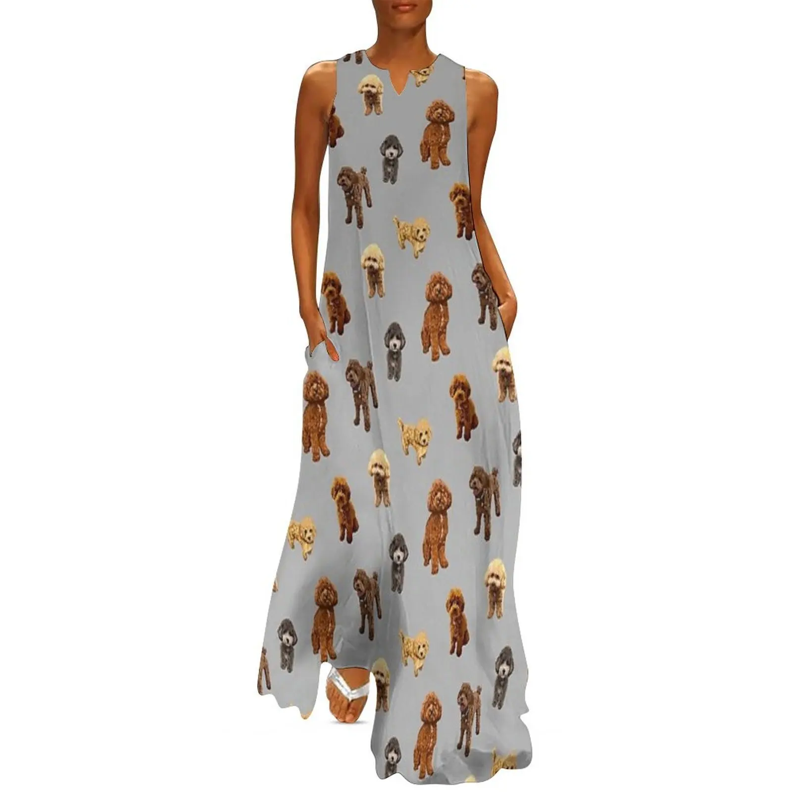 

Toy Poodle pattern on light gray background Long Dress dresses for women 2025 luxury designer party dress women elegant luxury