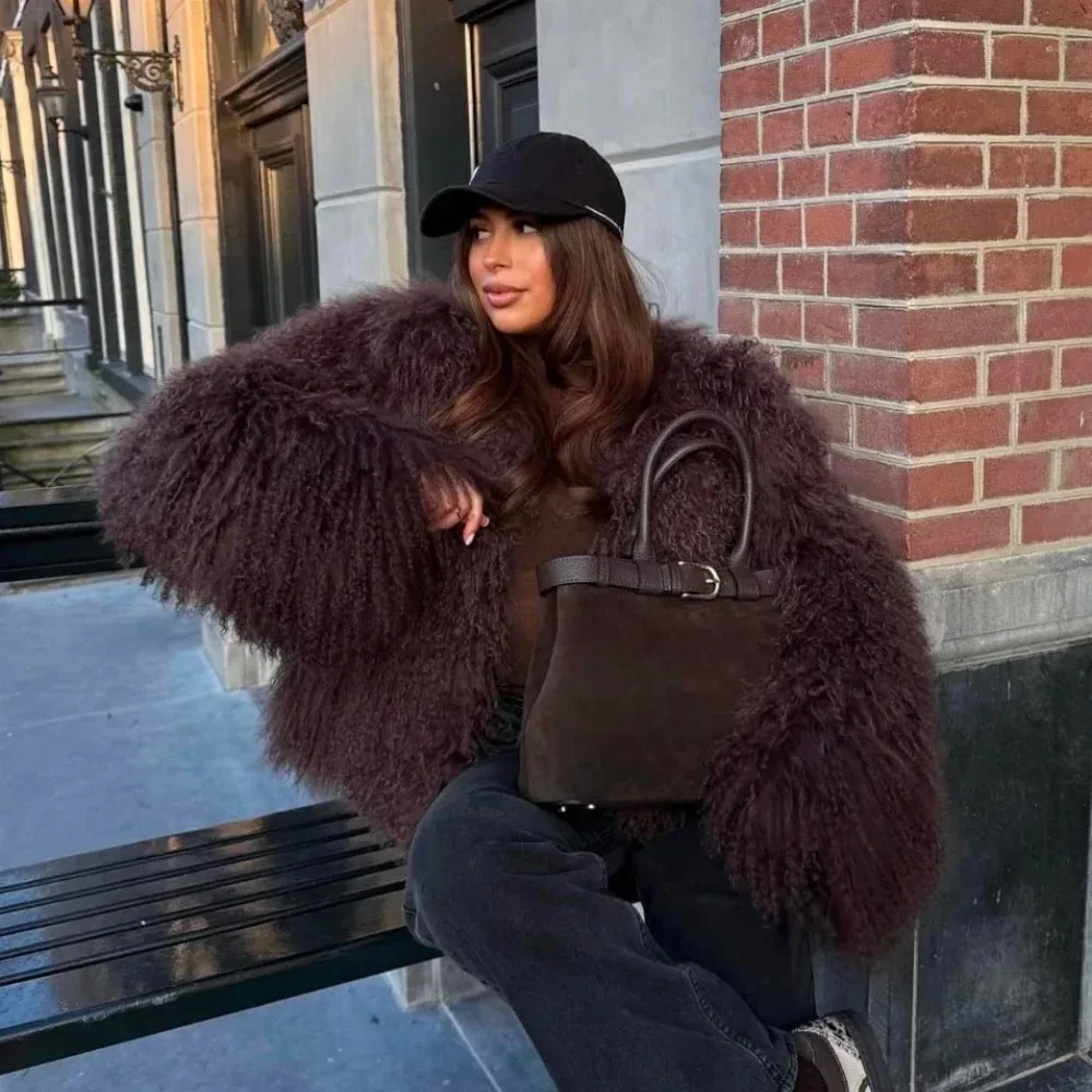 OFTBUY Natural Tibet Mongolian Sheep Fur Jacket Designer Luxury Genuine Winter Coats Female Fashion Warm Autumn Short Coat Lady